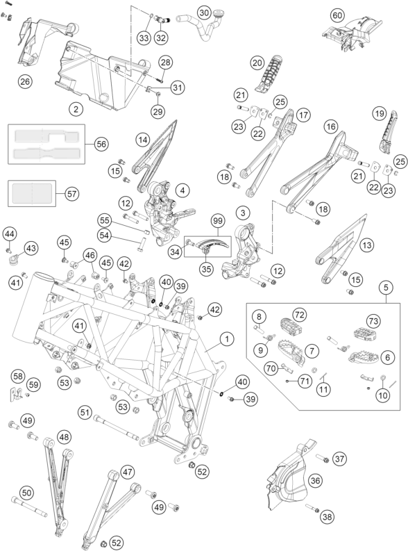 Sprängskiss: Frame – KTM 690 SMC R 2 2026