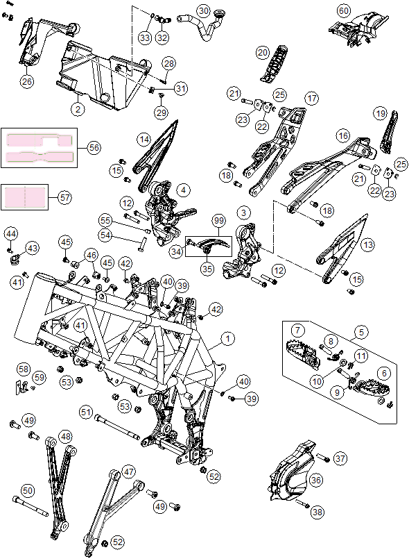 Sprängskiss: Frame – KTM 690 ENDURO R 2 2026