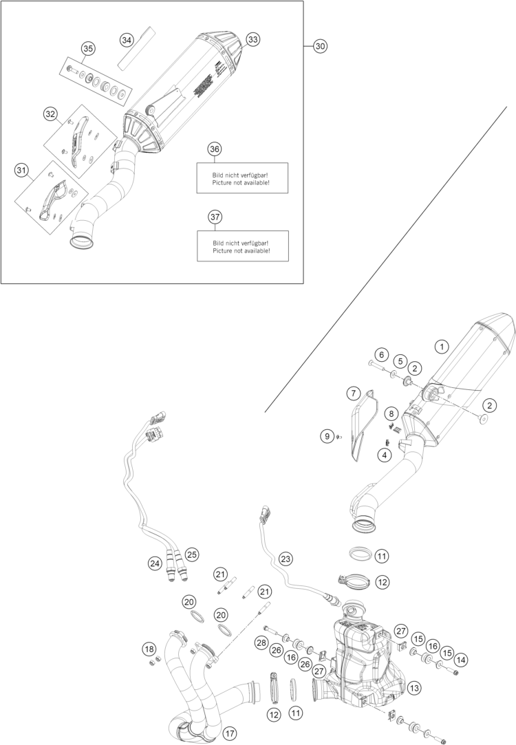 Sprängskiss: Exhaust System – KTM 890 ADVENTURE R RALLY 2026