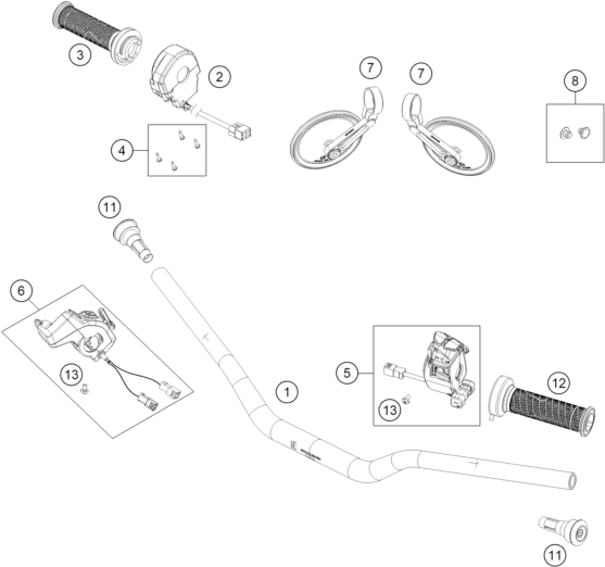 Sprängskiss: Handlebar, Controls – KTM BRABUS 1400 R 2026