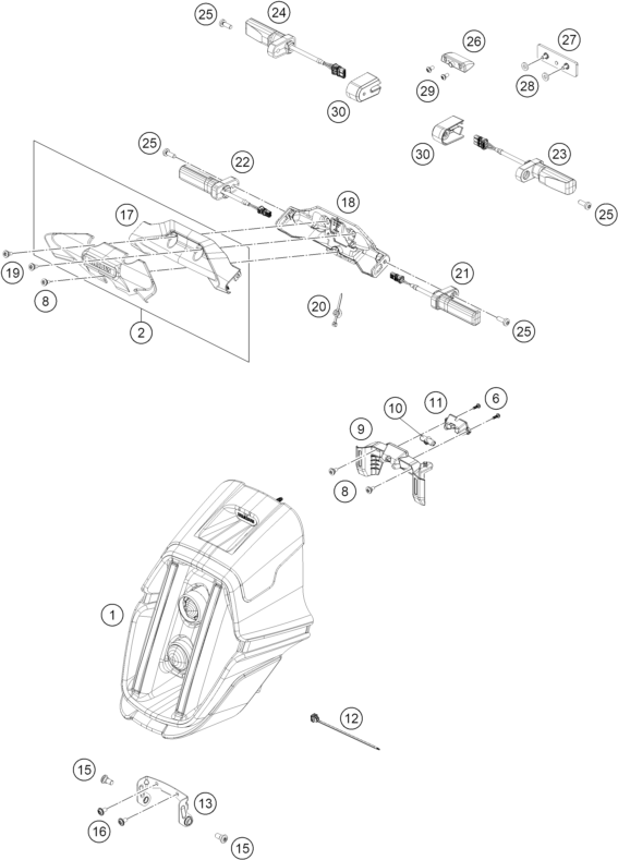 Sprängskiss: Lighting System – KTM BRABUS 1400 R 2026