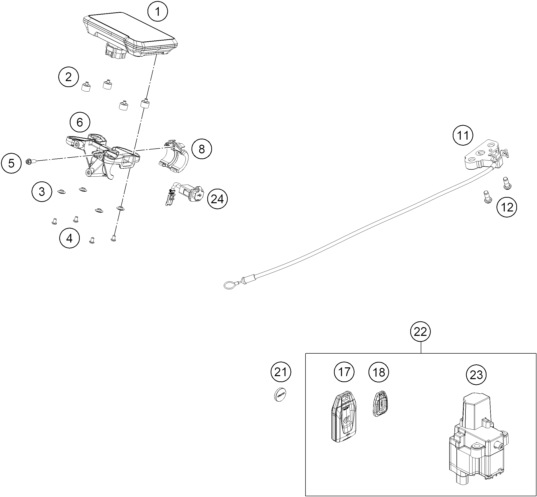 Sprängskiss: Instruments / Lock System – KTM BRABUS 1400 R 2026