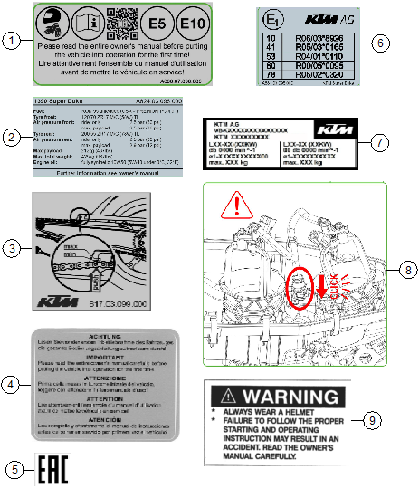 Sprängskiss: Technic Information Sticker – KTM 1390 SUPER DUKE R EVO, black 2026