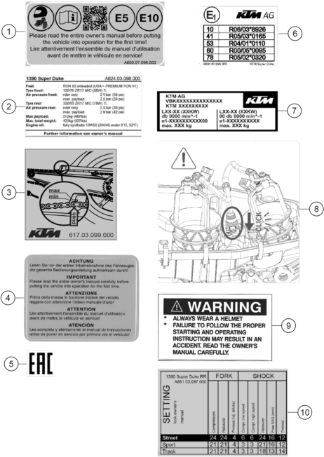Sprängskiss: Technic Information Sticker – KTM 1390 SUPER DUKE RR 2026