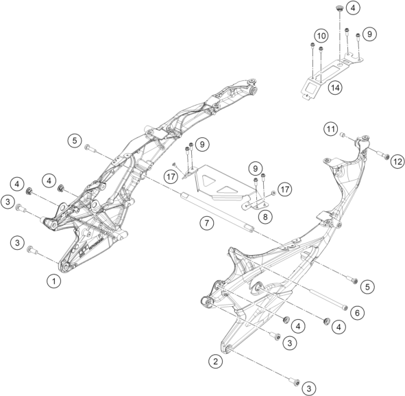 Sprängskiss: Subframe – KTM 990 RC R TRACK 2026