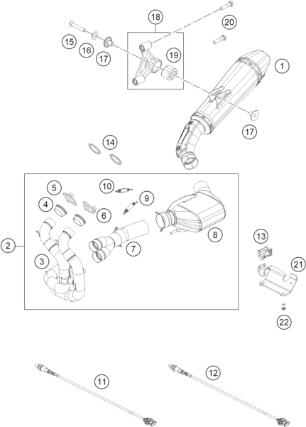Sprängskiss: Exhaust System – KTM 990 RC R TRACK 2026