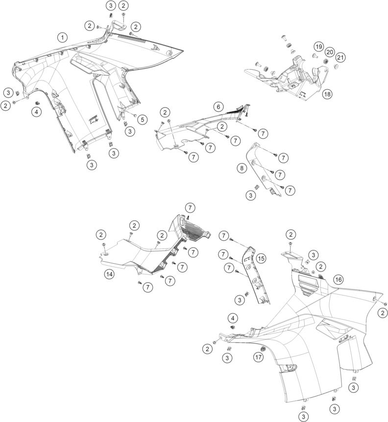 Sprängskiss: Side Trim – KTM 990 RC R TRACK 2026