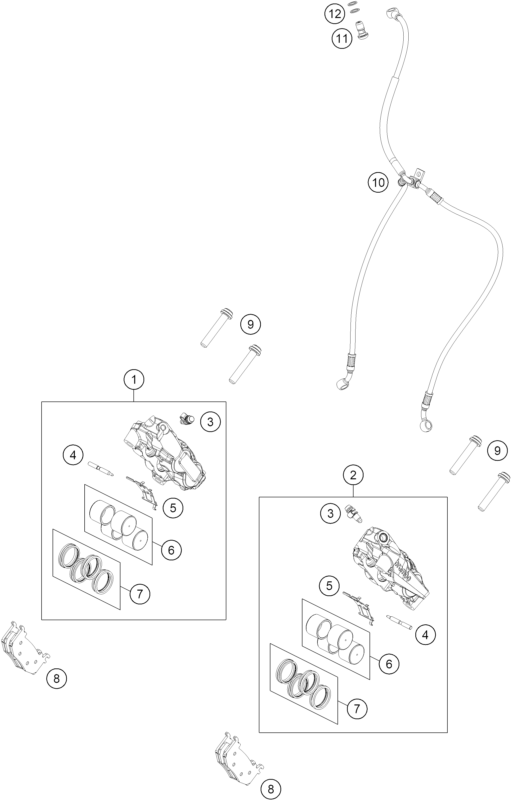 Sprängskiss: Front Brake Caliper – KTM 990 RC R TRACK 2026
