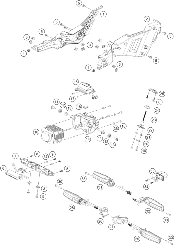 Sprängskiss: Lighting System – KTM 990 RC R, black 2026
