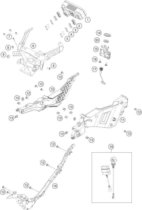 Sprängskiss: Instruments / Lock System – KTM 990 RC R TRACK 2026