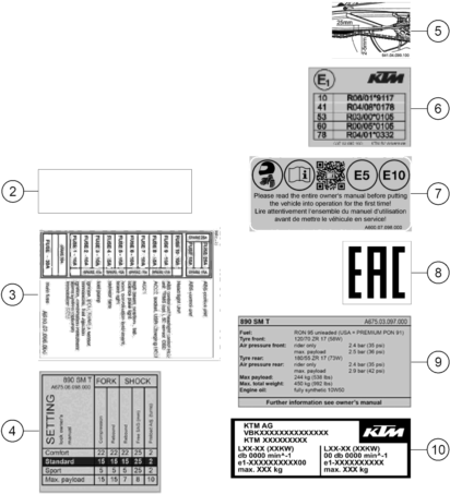 Sprängskiss: Technic Information Sticker – KTM 890 SMT 2026