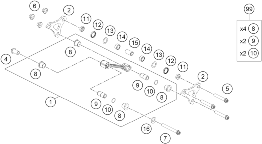 Sprängskiss: Pro Lever Linking – KTM 1390 SUPER DUKE RR 2026