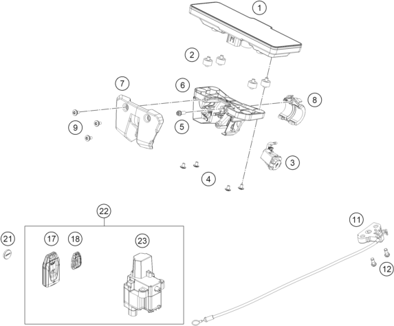 Sprängskiss: Instruments / Lock System – KTM 1390 SUPER DUKE RR 2026