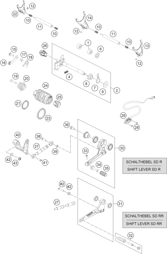Sprängskiss: Shifting Mechanism – KTM 1390 SUPER DUKE RR 2026