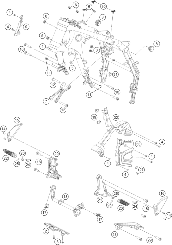 Sprängskiss: Frame – KTM 990 DUKE 2026
