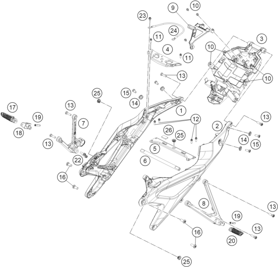 Sprängskiss: Subframe – KTM 990 DUKE 2026
