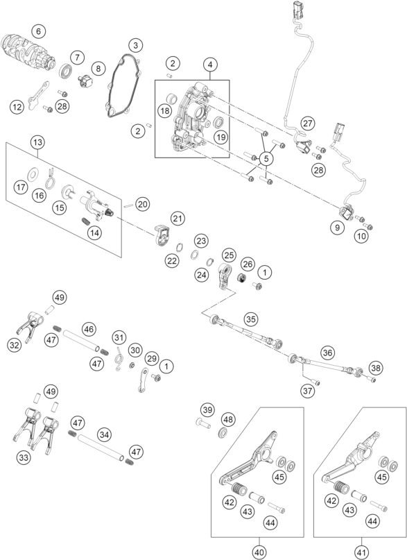 Sprängskiss: Shifting Mechanism – KTM 990 DUKE 2026
