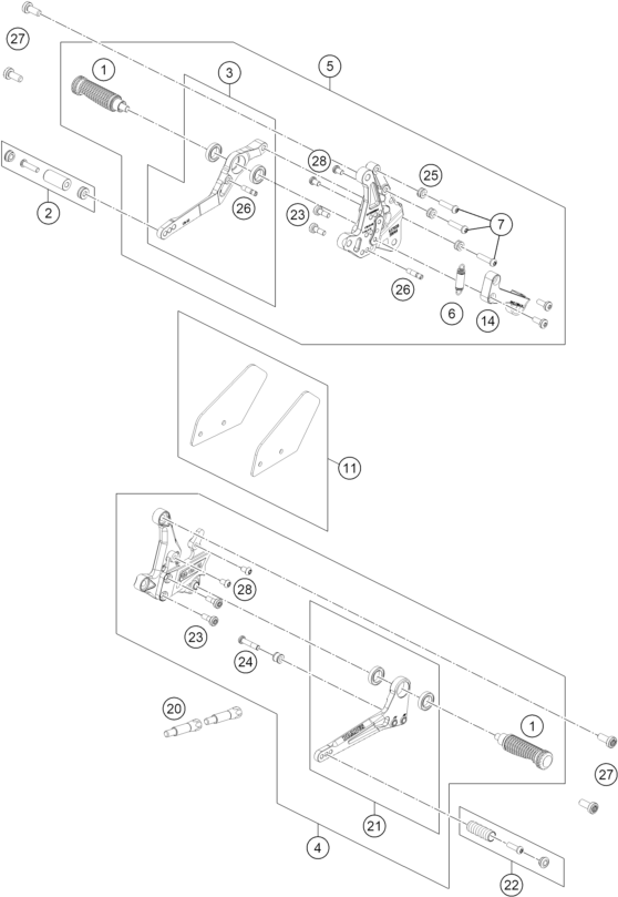 Sprängskiss: Footpegs – KTM 1390 SUPER DUKE RR TRACK 2026