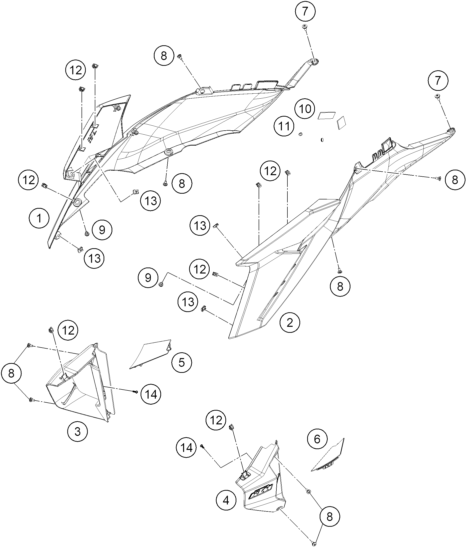 Sprängskiss: Side Trim – KTM 1390 SUPER DUKE RR TRACK 2026