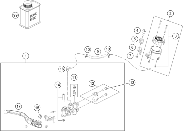 Sprängskiss: Front Brake Control – KTM 1390 SUPER DUKE RR TRACK 2026