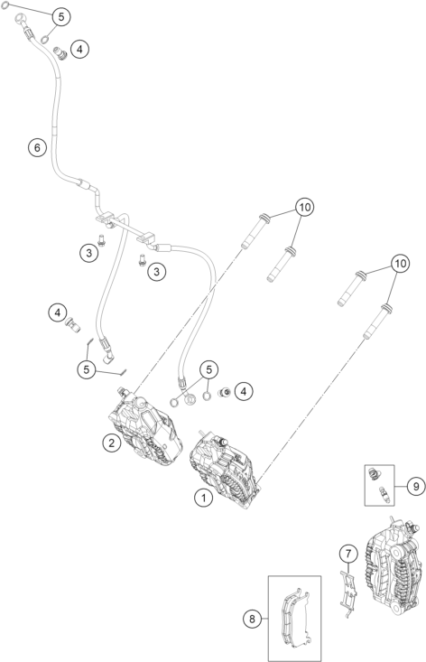 Sprängskiss: Front Brake Caliper – KTM 1390 SUPER DUKE RR TRACK 2026