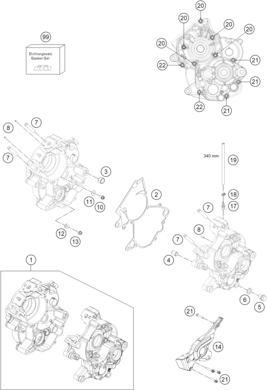 Sprängskiss: Engine Case – KTM 65 SX 2027