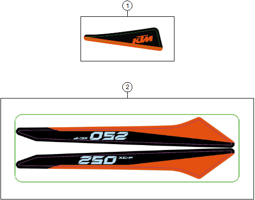 Sprängskiss: Decal – KTM 250 XC-F 2027
