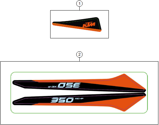 Sprängskiss: Decal – KTM 350 XC-F 2027