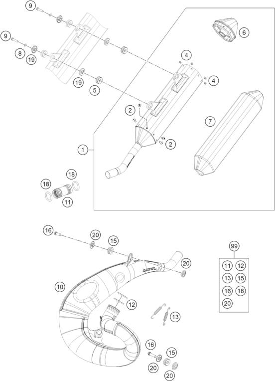 Sprängskiss: Exhaust System – KTM 300 XC-W 2027