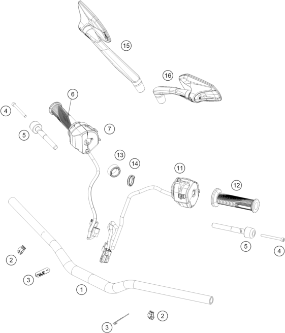 Sprängskiss: Handlebar, Controls – KTM 790 DUKE, black - D.D. 2027