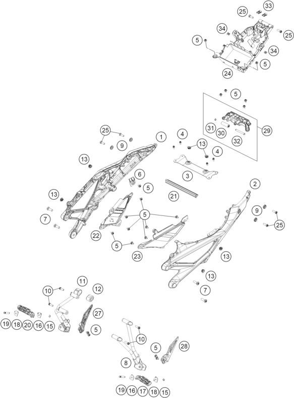 Sprängskiss: Subframe – KTM 790 DUKE, black - D.D. 2027