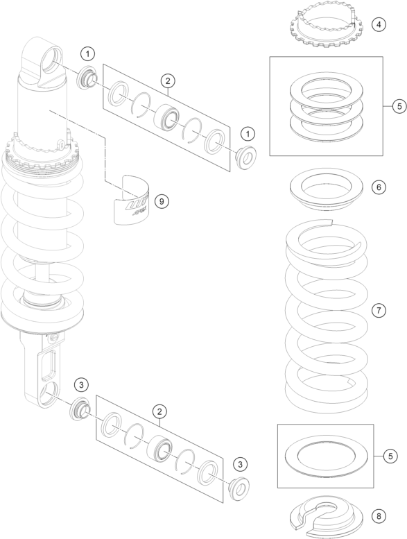 Sprängskiss: Shock Absorber Disassembled – KTM 790 DUKE, black - D.D. 2027