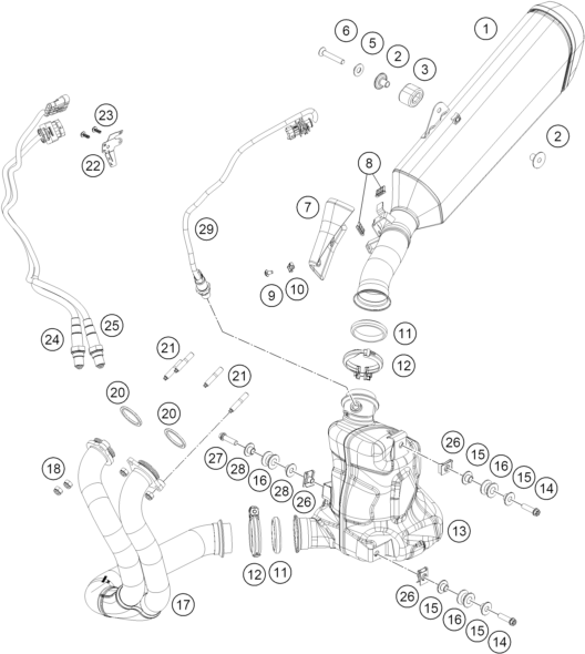Sprängskiss: Exhaust System – KTM 790 DUKE, black - D.D. 2027
