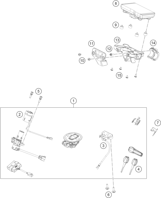 Sprängskiss: Instruments / Lock System – KTM 790 DUKE, black - D.D. 2027