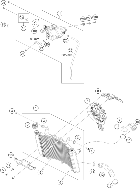 Sprängskiss: Cooling System – KTM 790 DUKE, black - D.D. 2027