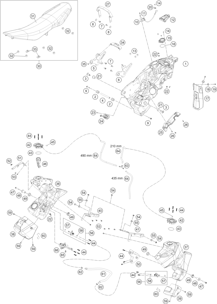 Sprängskiss: Tank, Seat – KTM 690 RALLY 2027