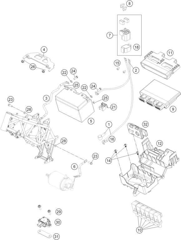 Sprängskiss: Battery – KTM 690 RALLY 2027