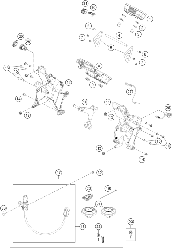 Sprängskiss: Instruments / Lock System – KTM 690 RALLY 2027