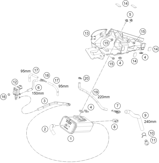 Sprängskiss: Evaporative Canister – KTM 790 DUKE, black - D.D. 2027