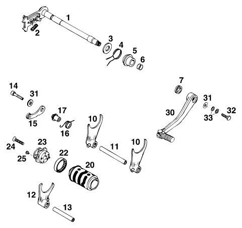 Sprängskiss: Shifting Mechanism – KTM 620 SX WP