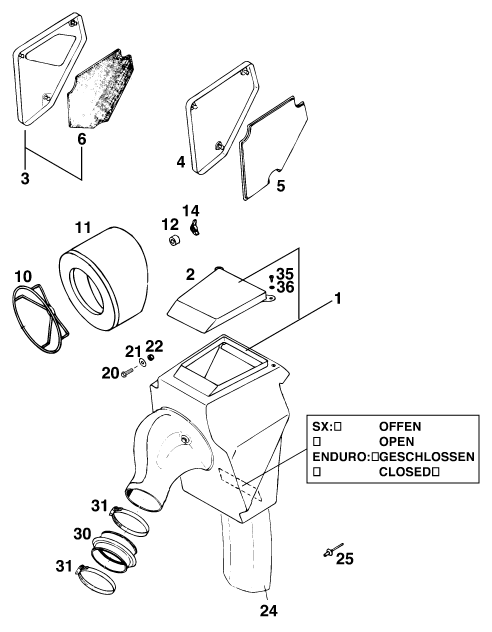Sprängskiss: Air Filter – KTM 125 E-GS WP