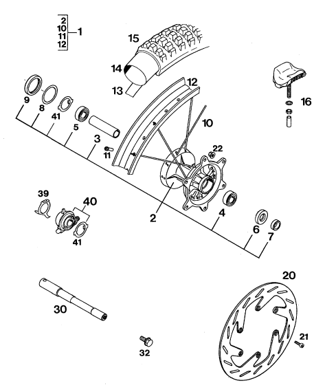 Sprängskiss: Front Wheel – KTM 250 E-XC