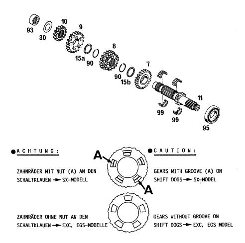 Sprängskiss: Transmission I - Main Shaft – KTM 125 E-XC