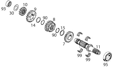 Sprängskiss: Transmission I - Main Shaft – KTM 125 EXC M/Ö