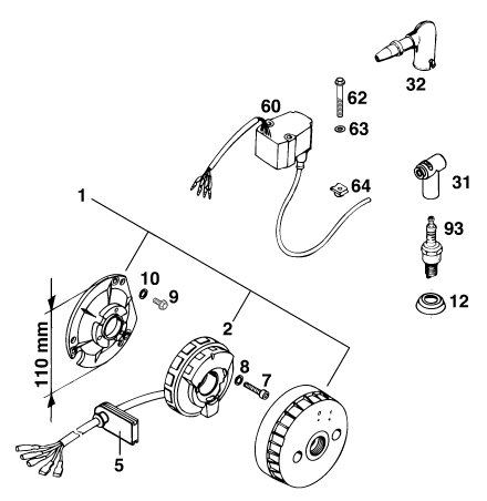 Sprängskiss: Ignition System – KTM 250 EXC M/Ö 13lt