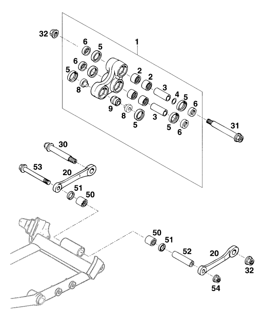 Sprängskiss: Pro Lever Linking – KTM 400 DUKE/ 20kW