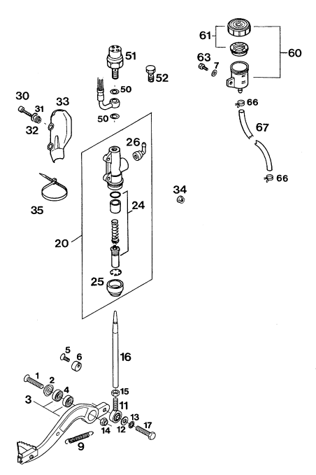 Sprängskiss: Rear Brake Control – KTM 400 DUKE/ 20kW