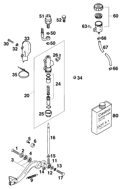 Sprängskiss: Rear Brake Control – KTM 620 EGS WP 37KW 20LT VIOL