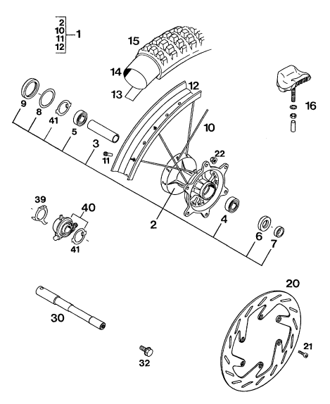 Sprängskiss: Front Wheel – KTM 400 DUKE/ 20kW