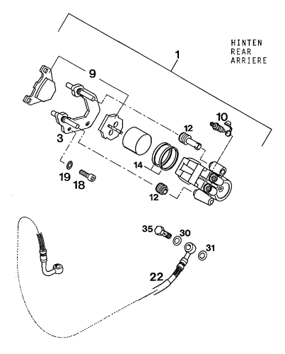 Sprängskiss: Rear Brake Caliper – KTM 400 DUKE/ 20kW